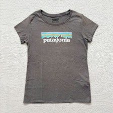 Patagonia Girls' P-6 Logo T-Shirt, Gray (Sz L / 12)