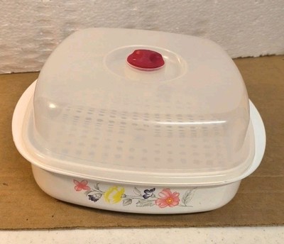 Microwave Steamer, Storage, Cooker Dish with Lid 8.5''x7.5''x2''