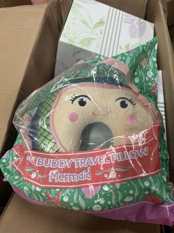 Scentsy Buddy Travel Pillow Mermaid Neck Pillow Green Pink Blue Beige