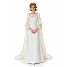 Vintage 1960s Women's XS Alfred Angelo Satin Lace Wedding Dress w Train
