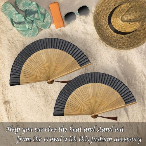 Folding Hand Fan for Women - Foldable Chinese Japanese Vintage Bamboo Silk Fa... - Picture 6 of 8