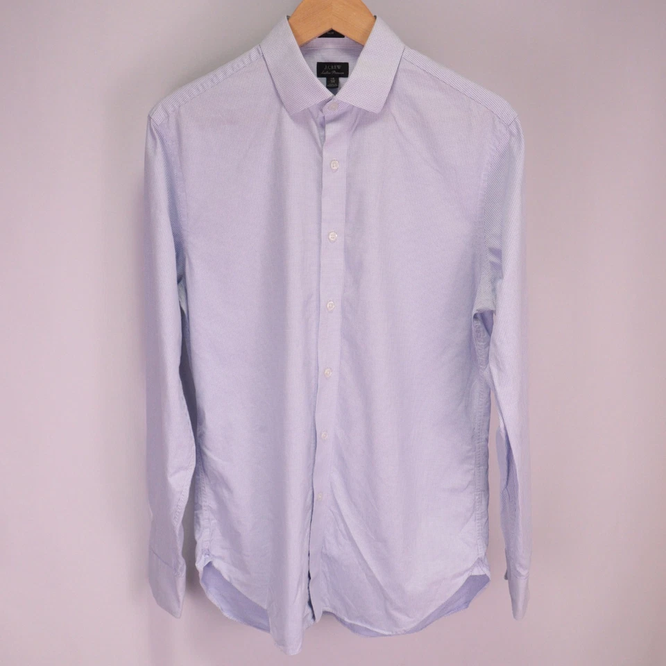 Camisa de Vestir J Crew Ludlow Premium Ajustada Hombres 16/35 Azul Punto Cuello Abotonado Foto 4 de 4