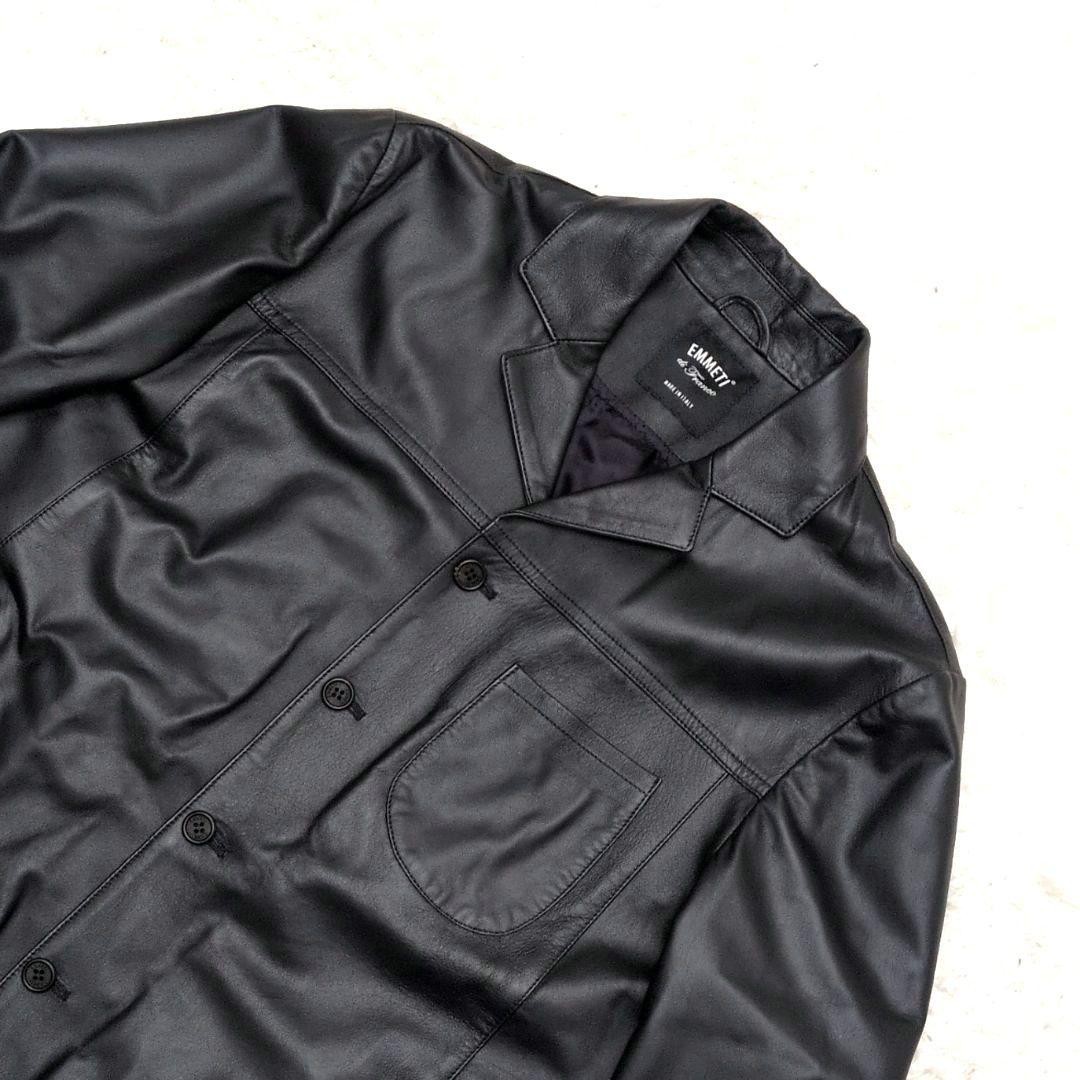 EMMETI PARIDE Leather Jacket Water Repellent Lambskin Dark Navy Men's image 2