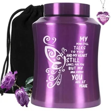 Urns for Human Ashes Adult Female and Male,Large Stainless Steel Keepsake Urn...