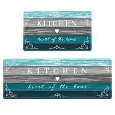 Kitchen Mat Farmhouse Cushioned Anti Fatigue Kitchen Rugs 2 Pieces Non Slip W...