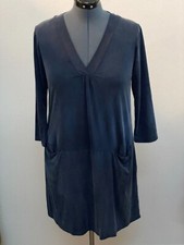 Dolan M Blue Ultra Soft Cupro Rayon Spandex V Neck 3/4 Sleeve Dress