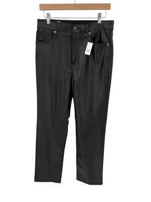 Gap Cheeky Straight Sky High Faux Leather Pants Black Size 30/10R Pockets NWT