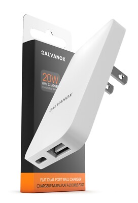 USB-C Flat Wall Plug Charger 20W Slim Fast Charging Power Adapter for iPhone