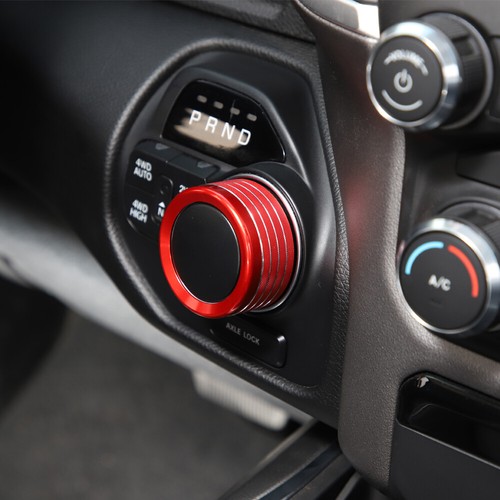Interruptor de cambio de marcha rojo botón perilla bisel cubierta de ajuste para Dodge RAM 2018+ aluminio - Imagen 4 de 8