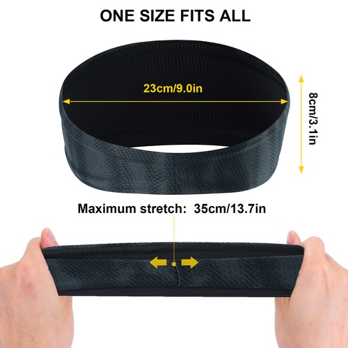 Men Moisture Wicking Sweatband Headband Running Sports Hairband Bandana Headgear - Picture 2 of 22