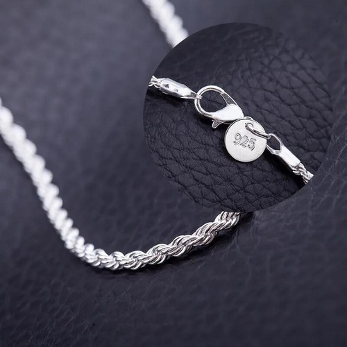4mm Diamond Cut Solid 925 Sterling Silver Italian Rope Chain Men's Necklace - Picture 16 of 24