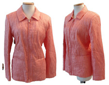 NWOT WOMEN HARVE BENARD SZ 12 ZIP FRONT JACKET GLOSSY SALMON PINK ORANGE SZ 12