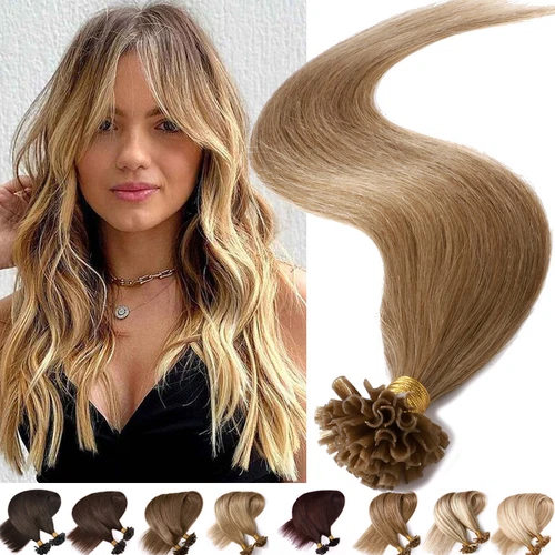 Invisible Nail U Tip Fusion Keratin Remy Human Hair Extensions Pre Bonded 0.5g/s