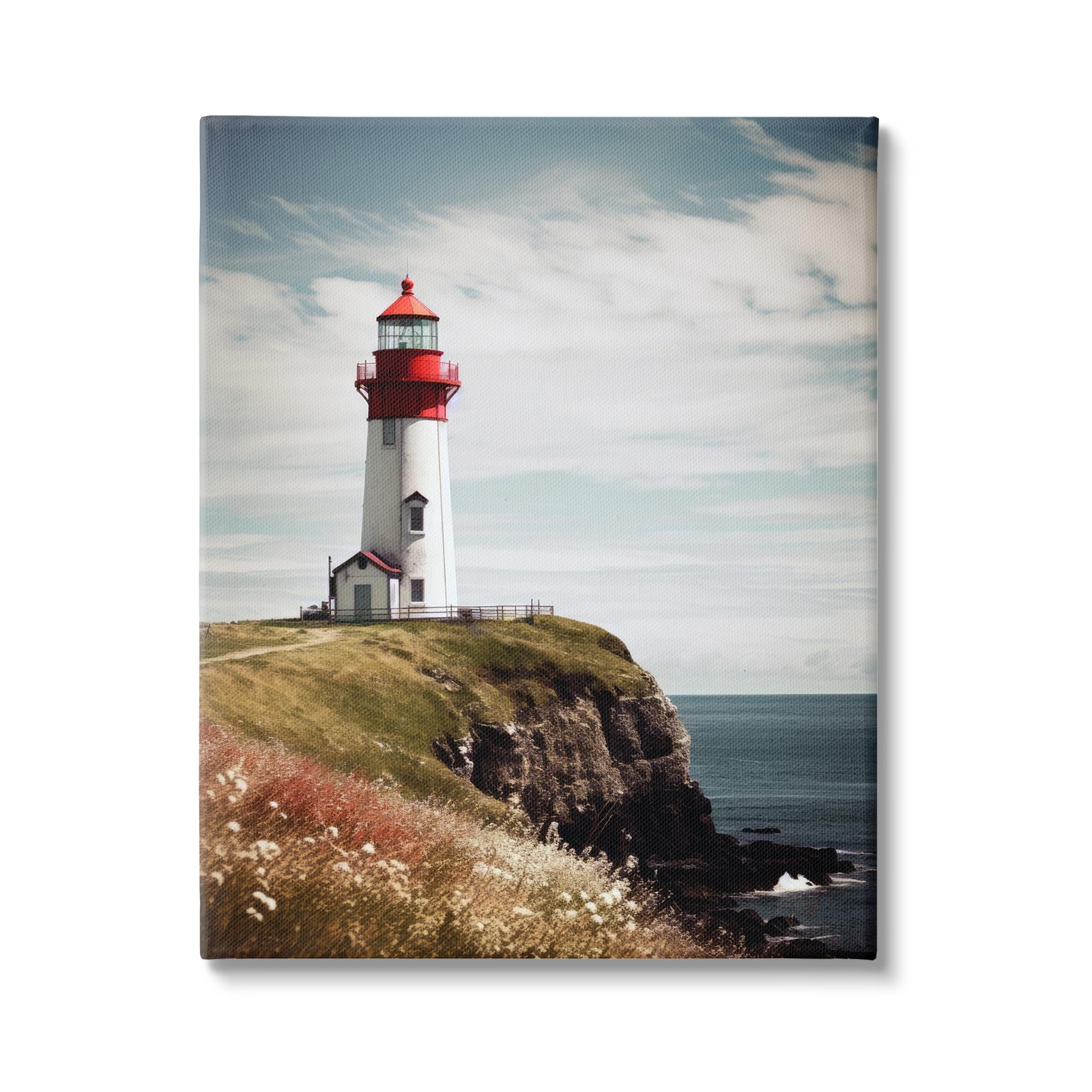 Lighthouse on High Cliff Canvas Wall Art by Ray Powers