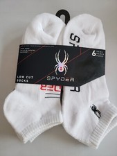 Spyder Low Cut Socks Mens Size 6-12. 6 Pairs. White. New.