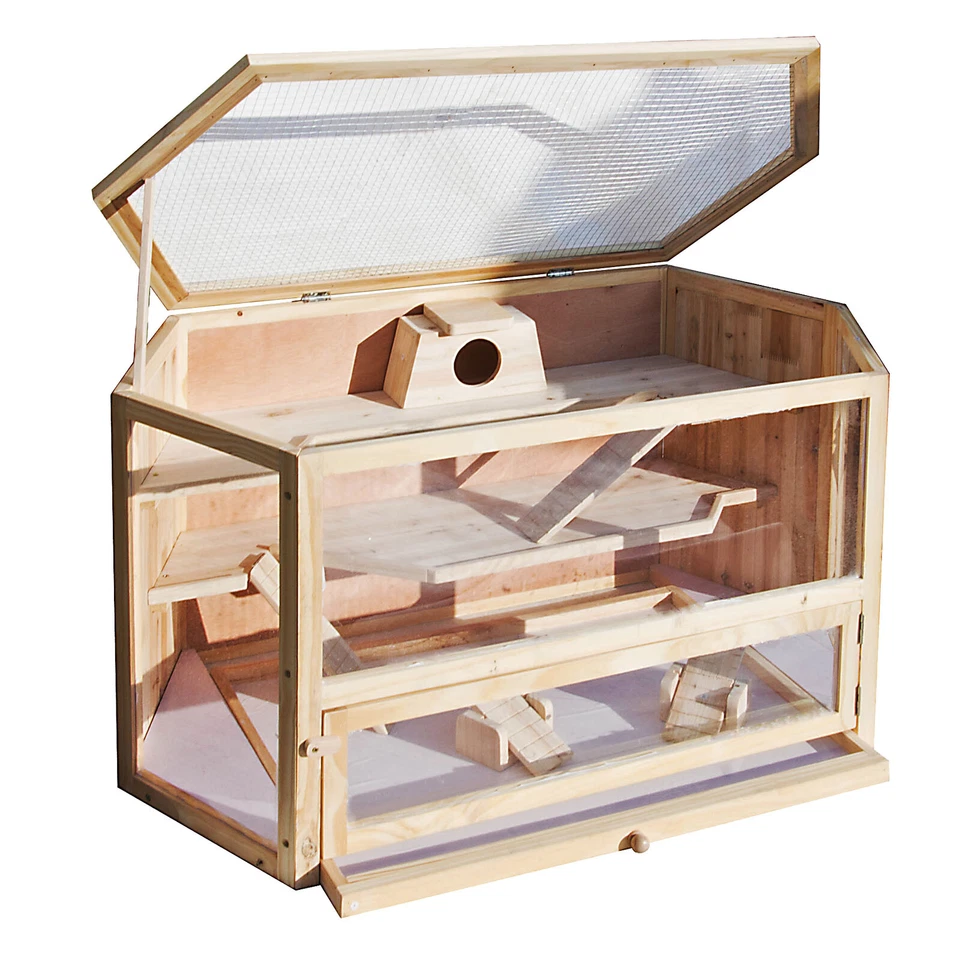 Cage pour rongeur Clapier Lapin Abri pour petits animaux Bois Hamster Étable - Photo 1/4