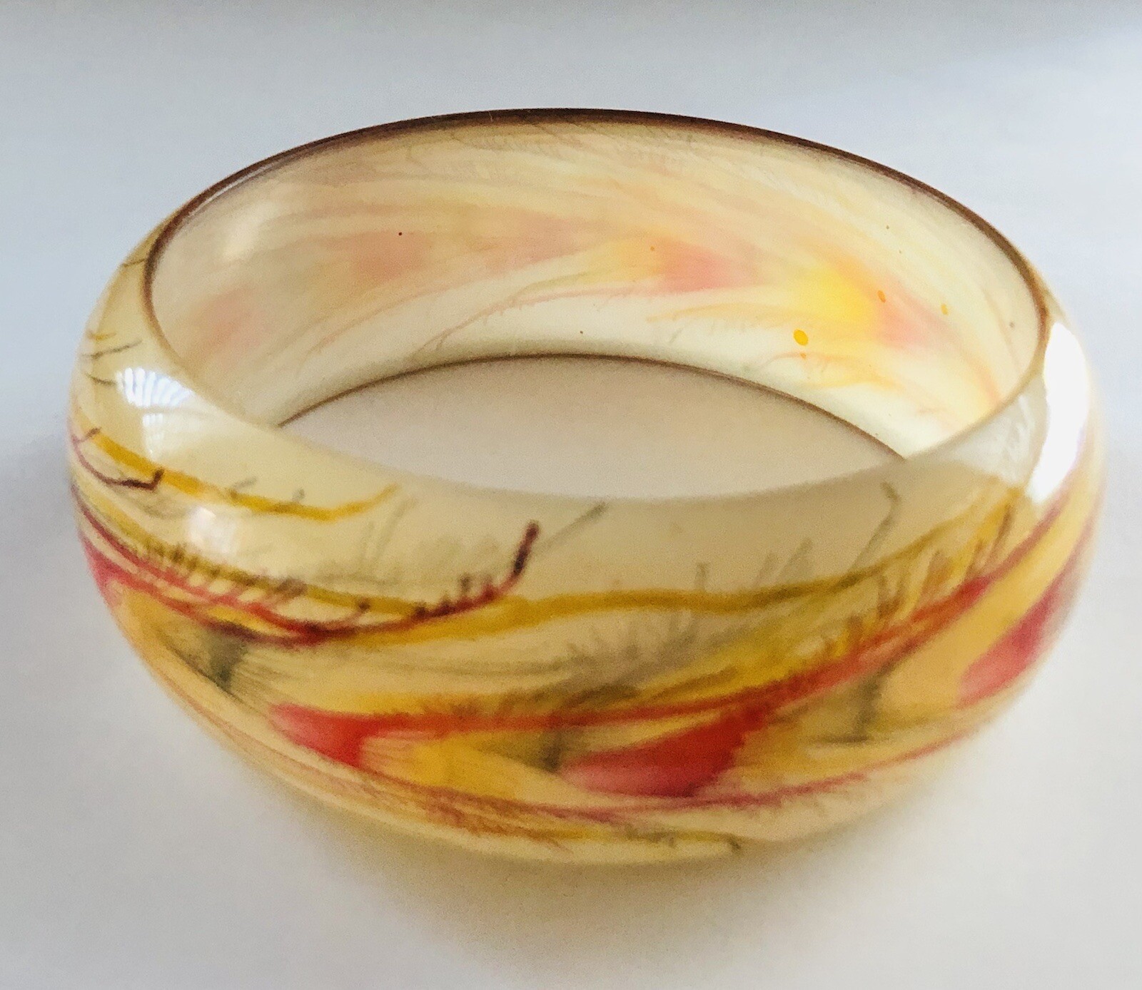 Semi Translucent Feather Pattern Multi Color Resi… - image 5