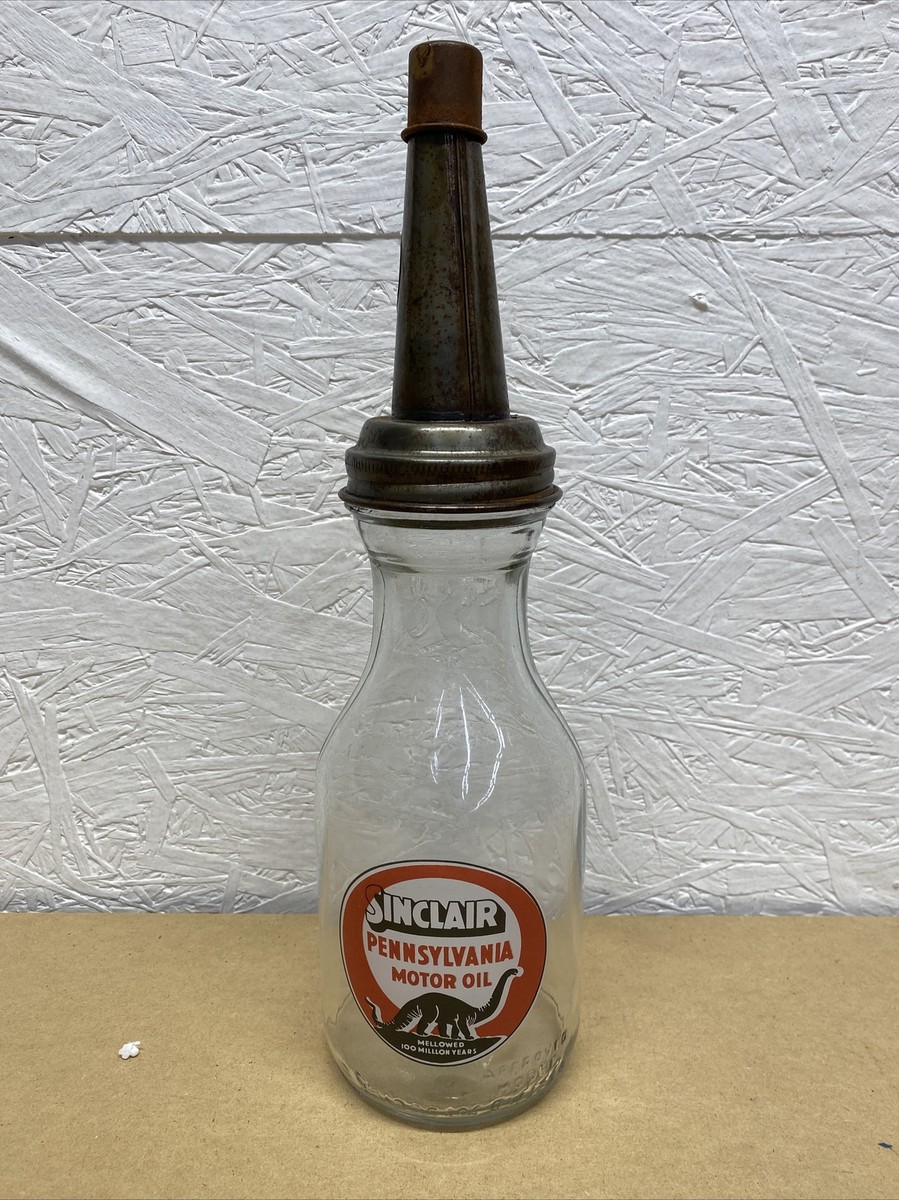 Sinclair Pennsylvania Motor Oil Bottle Spout Cap Glass