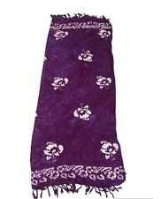 Tropical Hibiscus Floral Wrap Around Scarf Swim Cover Up Sarong 56"x60 Purple