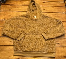American Eagle Women's Brown Sherpa Teddy Hoodie Size Small Plush Cozy Warm