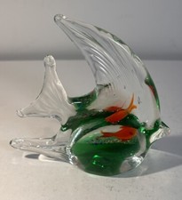 Murano Style Art Glass Angel Fish Art Glas Paper Weight Figurine 4 x4