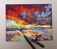 Seascape Original Artwork Sunset Oil Painting Impasto Landscape art Textured