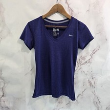 Nike Shirt Womens XS Purple Dri Fit V Neck Short Sleeve Dark Plum Tee T