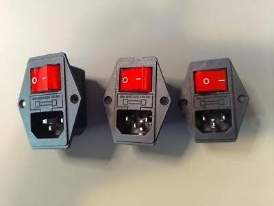 3Pcs AC-14-F16A Switch Power Socket 10A Fuse Three in One Switch Power Socket