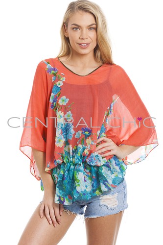 Central Chic Womens Pretty Kaftans Kimonos Beach Cover Up Evening Top Blouse - Picture 2 of 64
