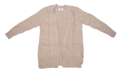 Old Navy Long Sleeve Longline Open Front Sweater Neutral Beige Womens M Petite