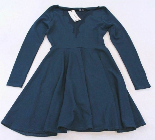 scallop plunge skater dress