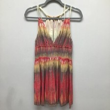 Free People Womens Indian Summer Sundress Pink Gray Ikat Smocked Stretch S