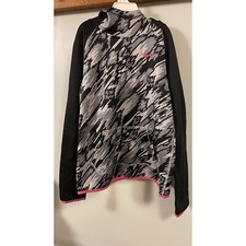 NIKE DRI FIT Girls Size Large HOODIE Black/Gray/Pink Pockets Pullover Athletic