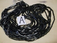 Vintage Glass Charcoal Gray bugle Beads - 5 1/2 to an inch
