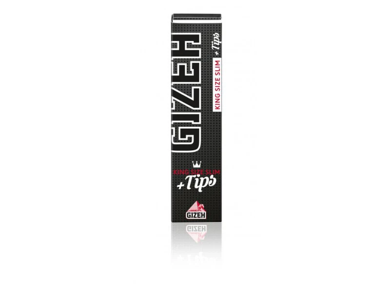 GIZEH Black King Size Slim + Tips | Pro Heft 34 Blättchen + 34 Tips