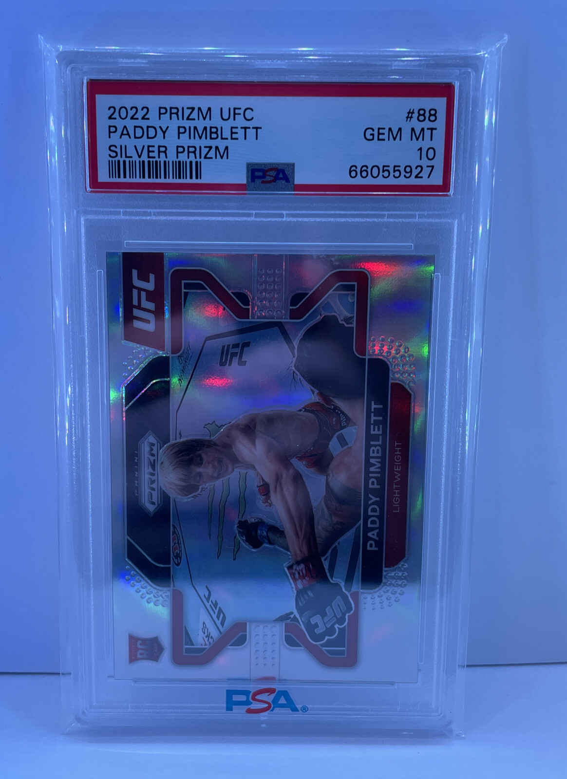 2022 Panini Prizm UFC Paddy Pimblett #88 Silver Prizm Rookie RC PSA 10 Gem Mint view 9