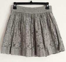 Abercrombie Fitch Women Floral Lace Mini Skirt Elastic Waist Gray Lined Small