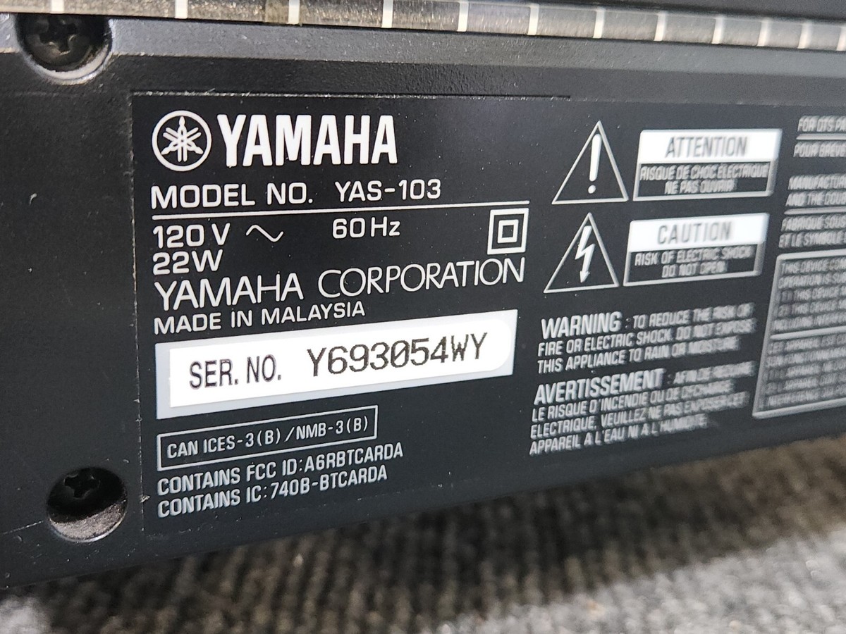 Yamaha YAS-103 All In One Sound Bar Black Bluetooth Media