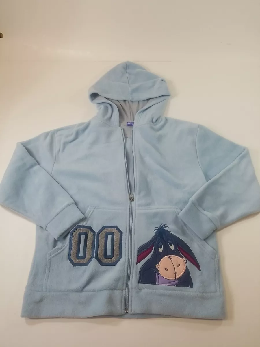 Disney Women s Medium Eeyore Light Blue Vintage Zip Up Hoodie Pockets Sweatshirt