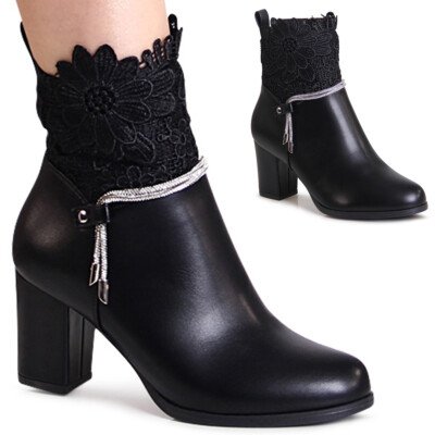 Damen Ankle Boots Stiefeletten Pumps Stiefel Booties Glitzer Spitze 