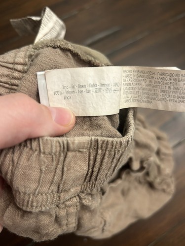 Boys Zara Brown Linen Cargo Shorts Elastic Waist Size 4 Kids Toddler - Picture 4 of 5