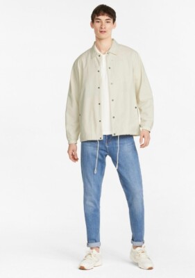 Puma Select MMQ Seersucker Shirt Jacket LARGE Cream Ivory NWT