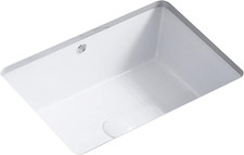 18" White Rectangle Undermount Bathroom Sink with Overflow - Ceramic Porcelain
