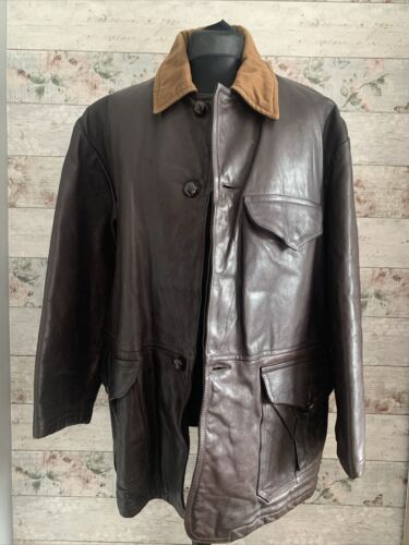 Vintage CP Company Massimo Osti Dark Brown Leather Workwear Jacket 52 XL - Zdjęcie 1 z 12