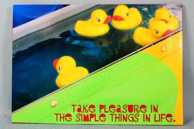 Rubber Duckie Mini Carnival Poster Take Pleasure in Simple Things Mounted on MDF