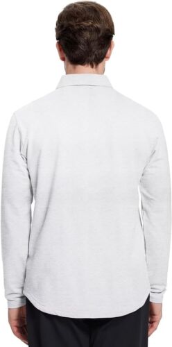 Mens Long and Short Sleeve Polo Shirts Pocket Casual Solid Cotton Blend Drop Cut - Picture 2 of 5