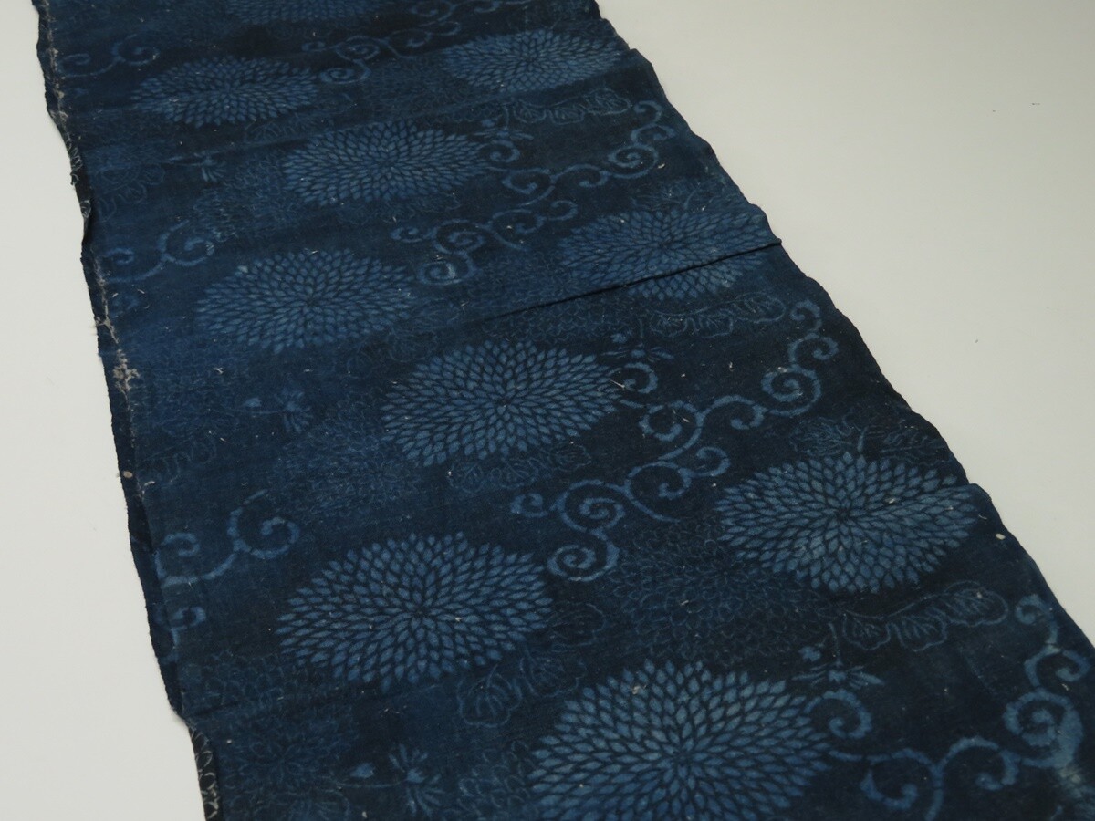 4M18z100 Vintage Japanese Kimono Cotton Momen Boro Fabric Indigo