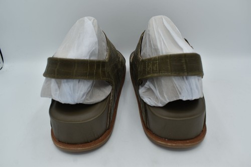 Sofft Womens Size 11 Adalia Olive Buckle Croc Embossed Suede Leather Sandals - Picture 8 of 11
