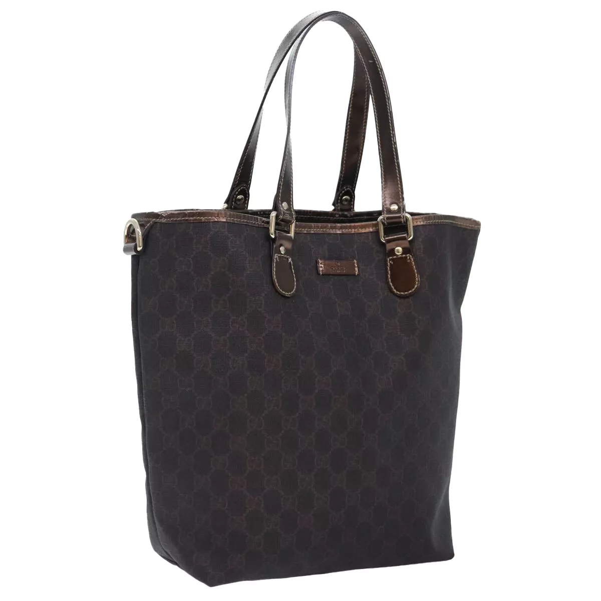 Sac fourre tout GUCCI GG Supreme PVC cuir marron doré 189896 authentique bs17968
