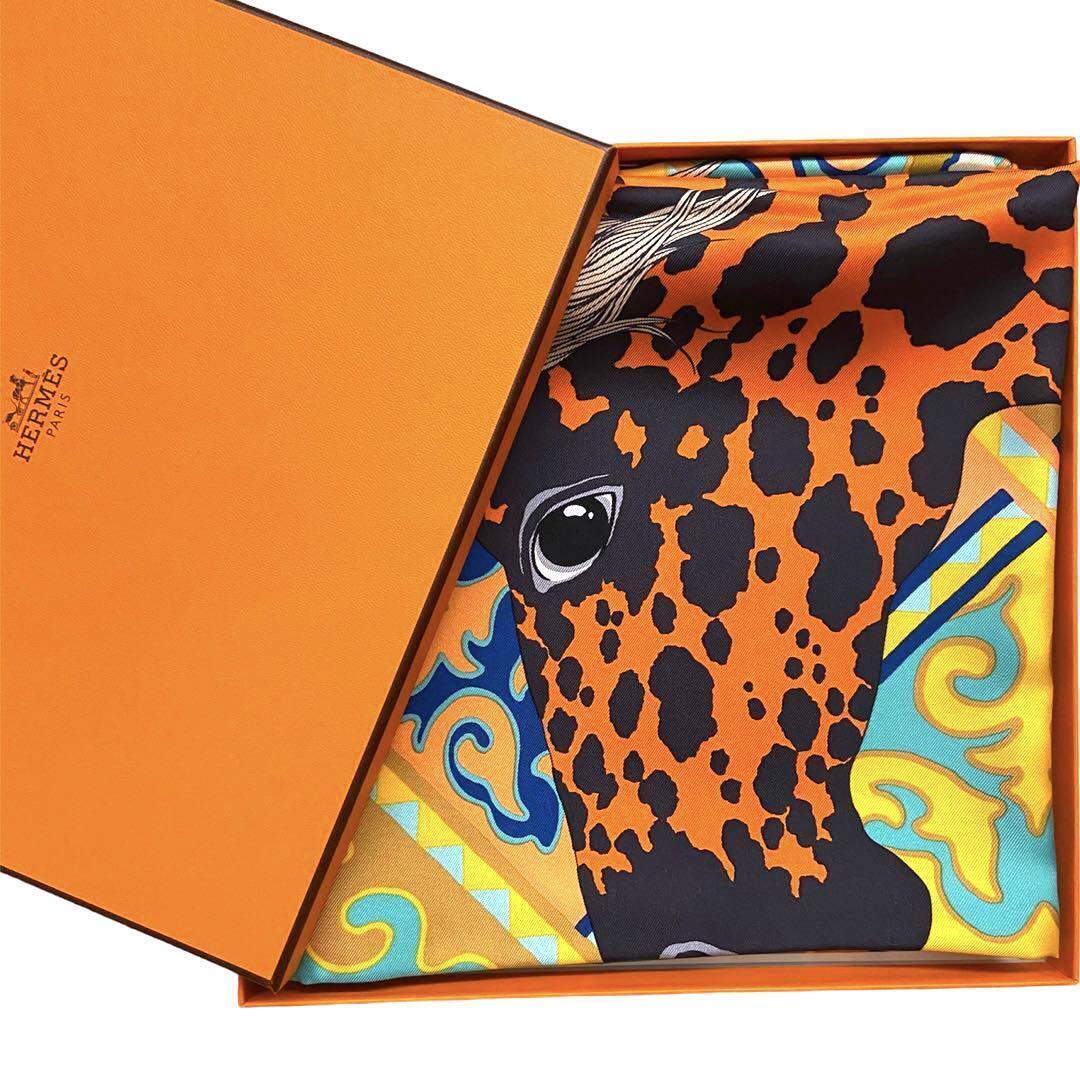 Hermes Scarf Stole Appaloosa des Steppes Animal Orange Ocher Hermes Scarf Stole Appaloosa des Steppes Animal Orange Ocher